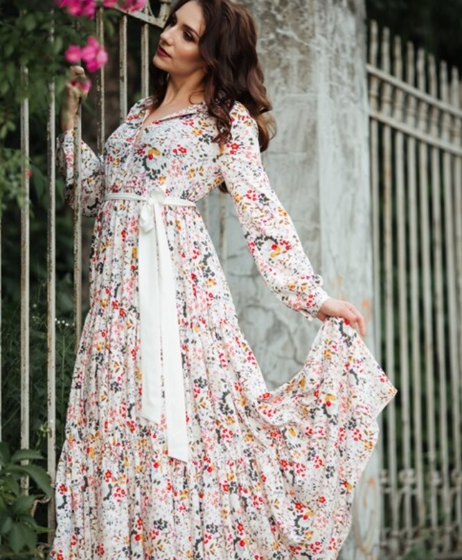 Tiered Floral Maxi Gown